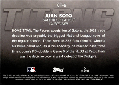 Juan Soto 2023 Topps Chrome Titans Refractor #CT - 6 - Collector Store LLC