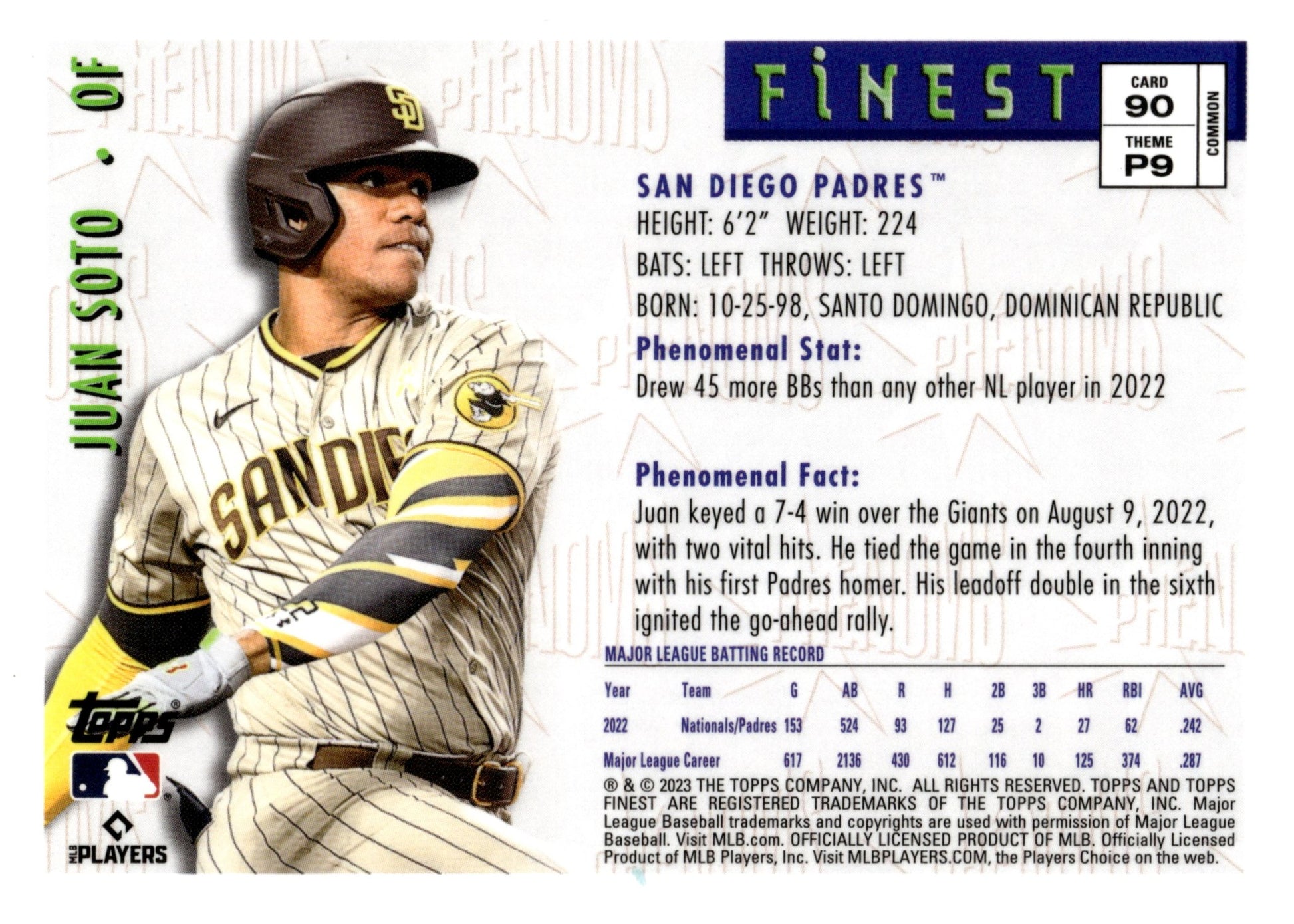Juan Soto 2023 Topps Finest Phenoms 90 - Collector Store LLC