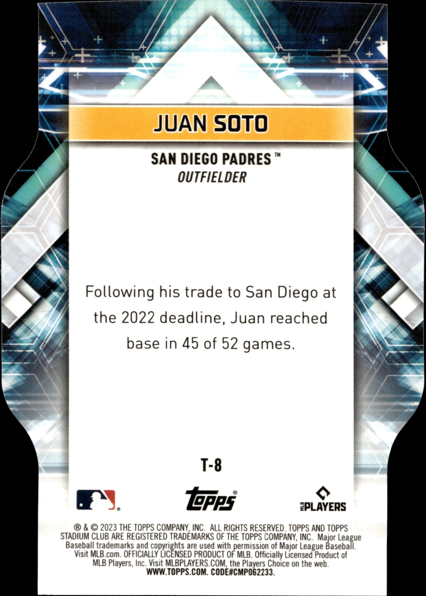 Juan Soto 2023 Topps Stadium Club Triumvirates Die - Cut T - 8 - Collector Store LLC