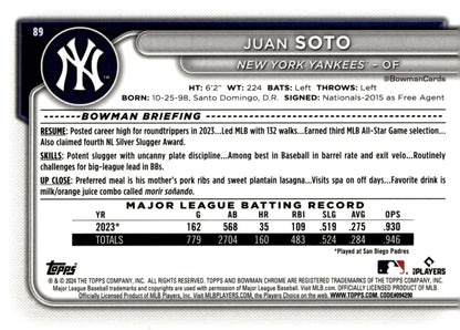 Juan Soto 2024 Bowman Chrome Mojo Refractor 89 1 - Collector Store LLC