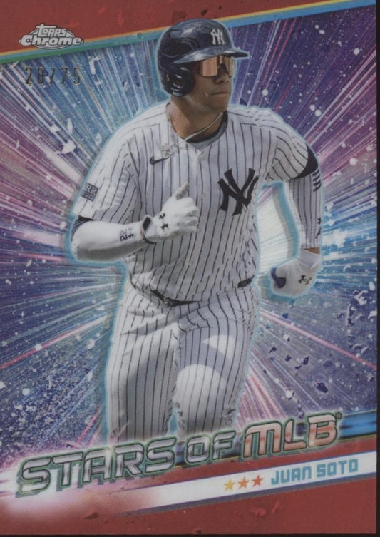 Juan Soto 2024 Topps Chrome Stars of MLB Red Refractor 28/75 CSMLB - 61 - Collector Store LLC