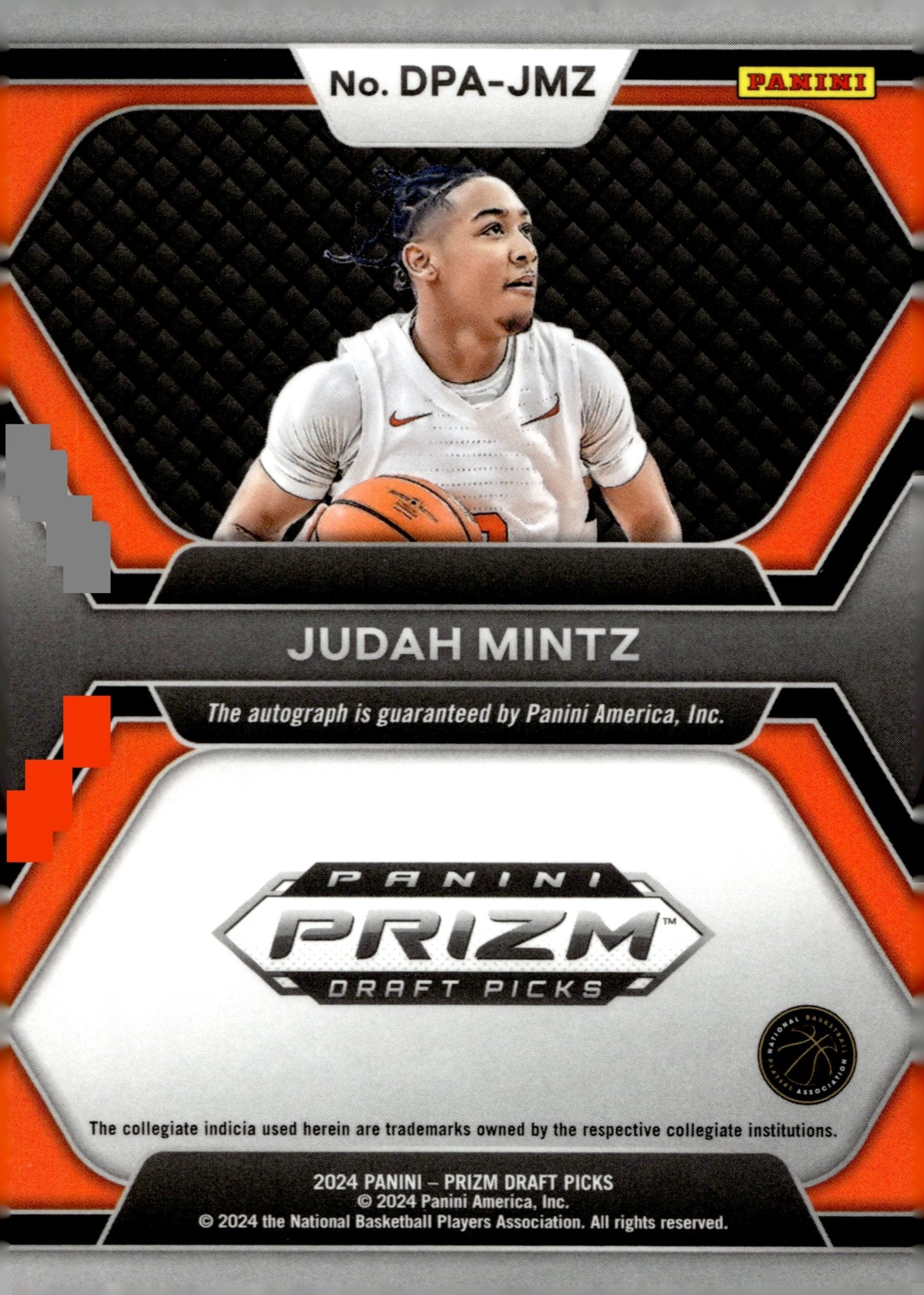Judah Mintz 2024 Panini Prizm Draft Picks RC Auto #DPA - JMZ - Collector Store LLC