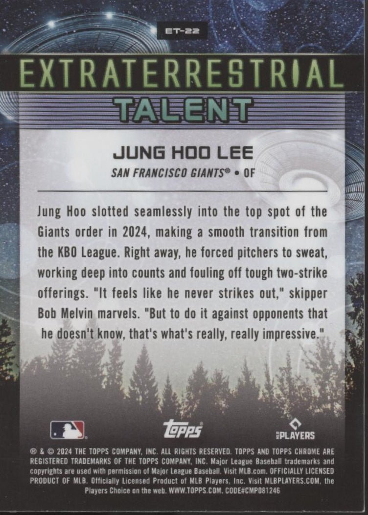 Jung Hoo Lee 2024 Topps Cosmic Chrome Extraterrestrial Talent Refractor RC #22 - Collector Store LLC