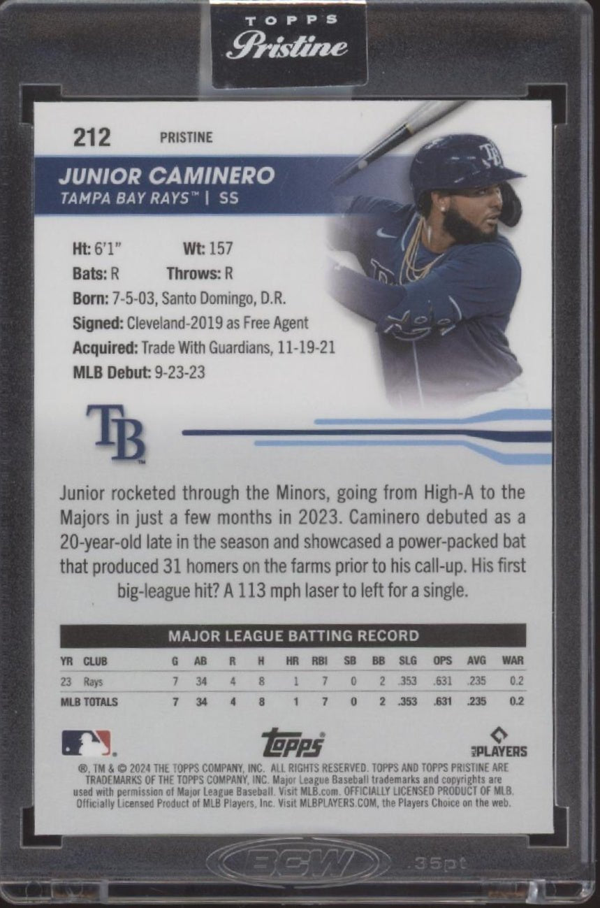 Junior Caminero 2024 Topps Pristine Pulsar Refractor RC #212 - Collector Store LLC