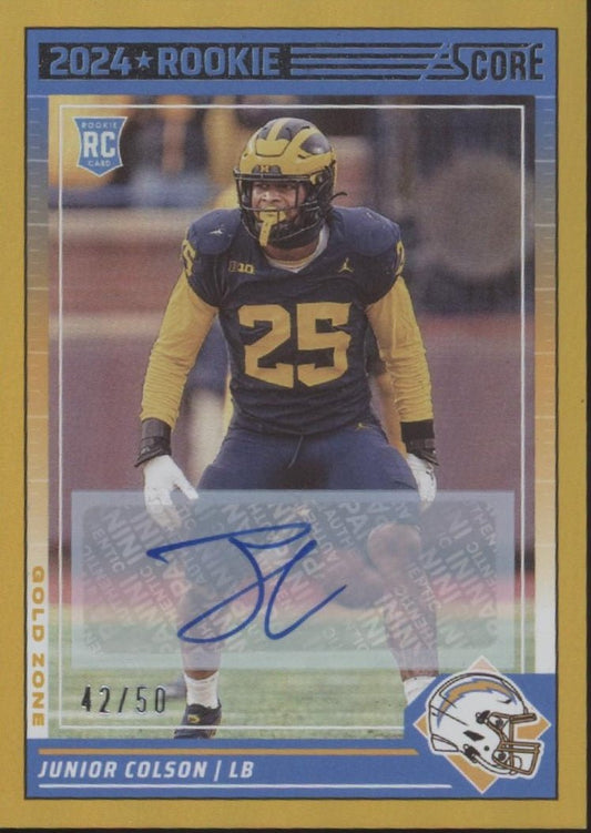 Junior Colson 2024 Panini Score Gold Zone RC Auto 42/50 #359 - Collector Store LLC