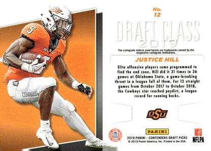 Justice Hill 2019 Panini Contenders Draft Picks Draft Class #12 - Collector Store LLC