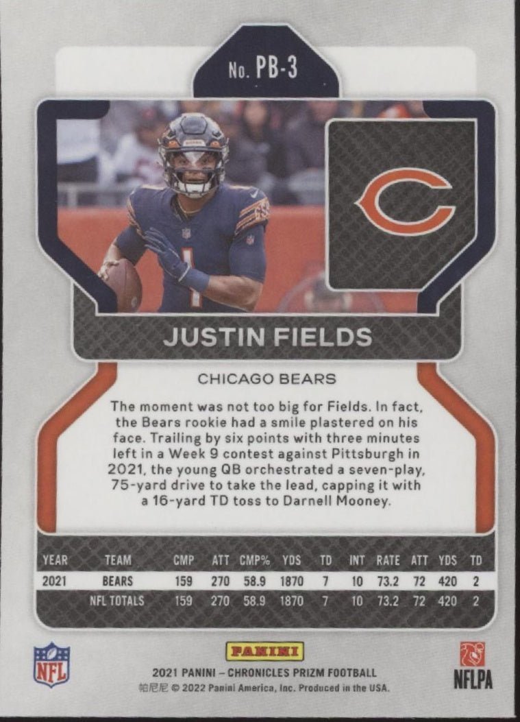 Justin Fields 2021 Panini Chronicles Prizm RC #PB - 3 - Collector Store LLC
