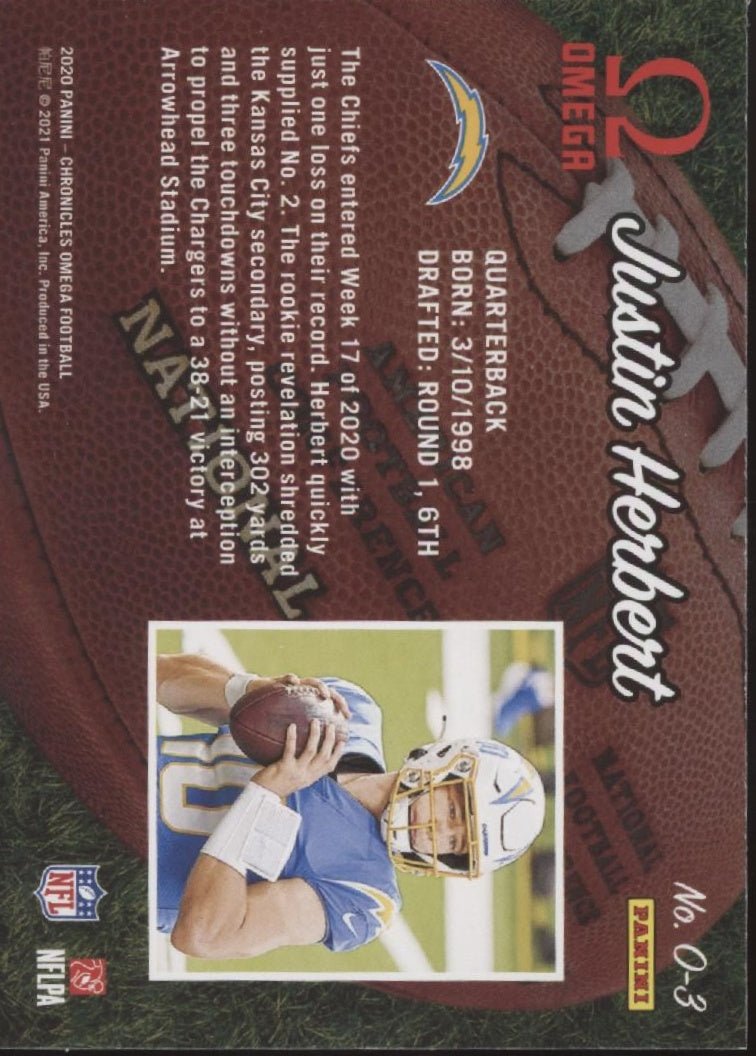 Justin Herbert 2020 Panini Chronicles Omega RC #O - 3 - Collector Store LLC