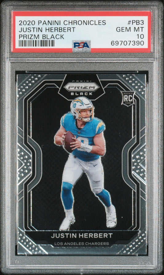 Justin Herbert 2020 Panini Chronicles Prizm Black RC #PB - 3 PSA 10 - Collector Store LLC