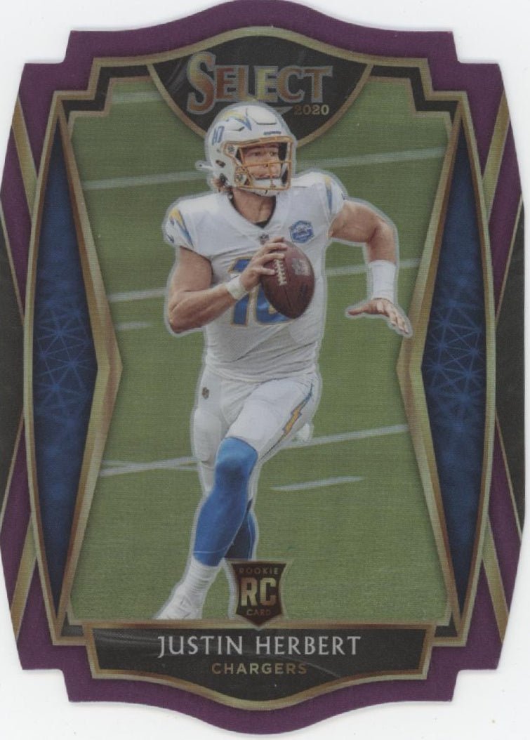 Justin Herbert 2020 Panini Select Die - Cut Purple Prizm RC #144 - Collector Store LLC