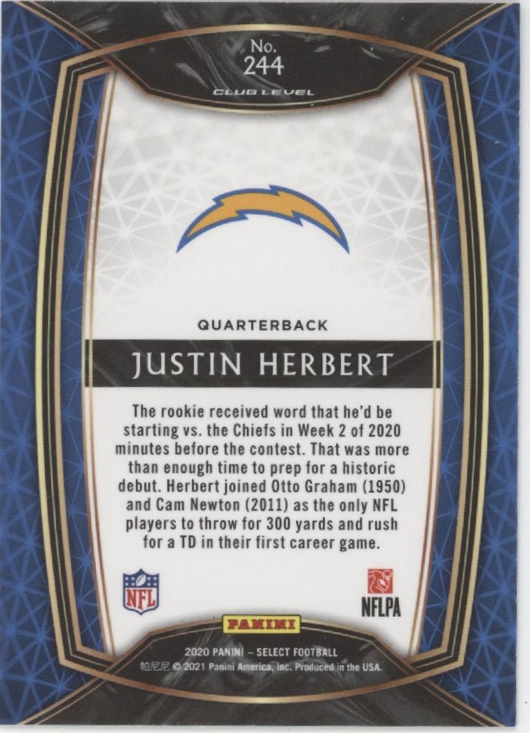 Justin Herbert 2020 Panini Select RC #244 #2 - Collector Store LLC