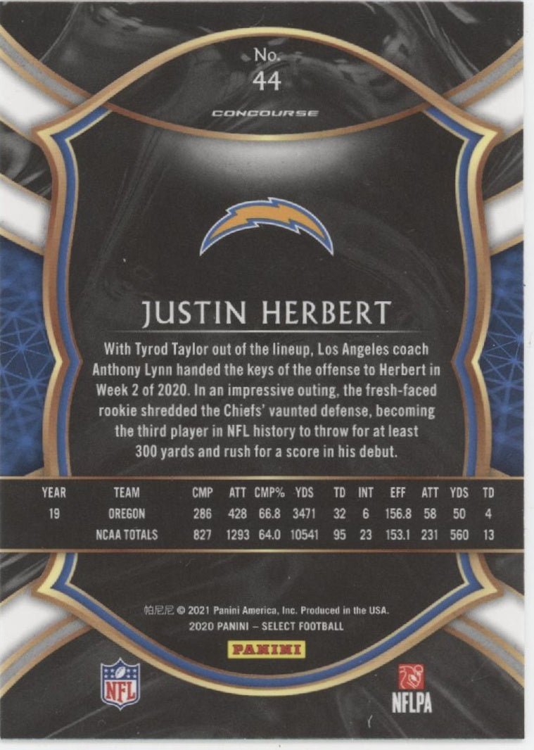 Justin Herbert 2020 Panini Select RC #44 #2 - Collector Store LLC