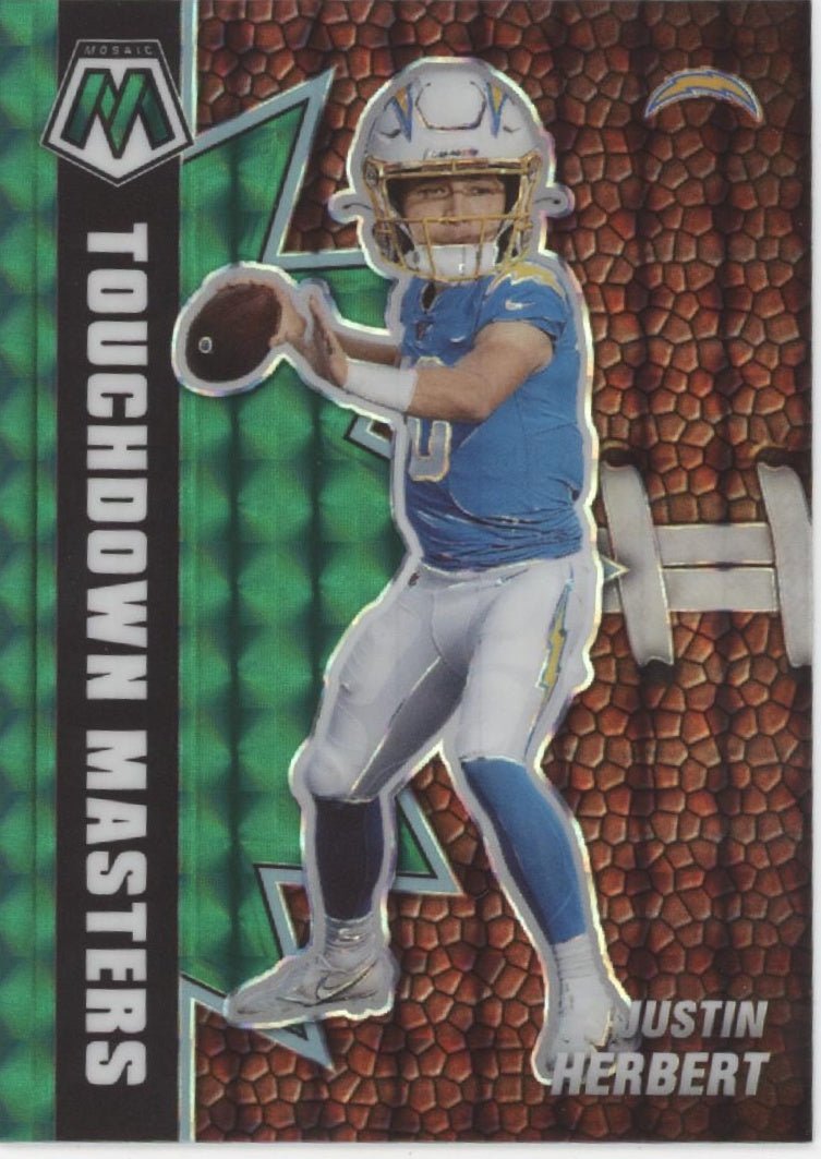 Justin Herbert 2021 Panini Mosaic Touchdown Masters Green Prizm #TM - 16 - Collector Store LLC