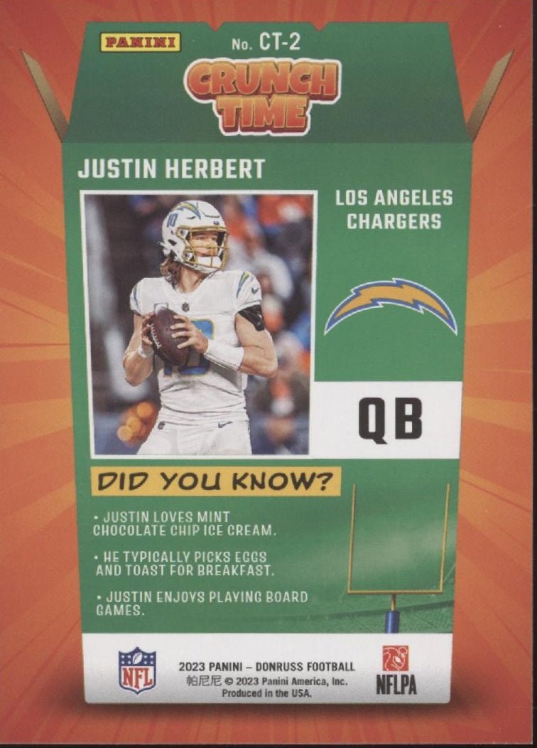 Justin Herbert 2023 Panini Donruss Crunch Time CT - 2 - Collector Store LLC