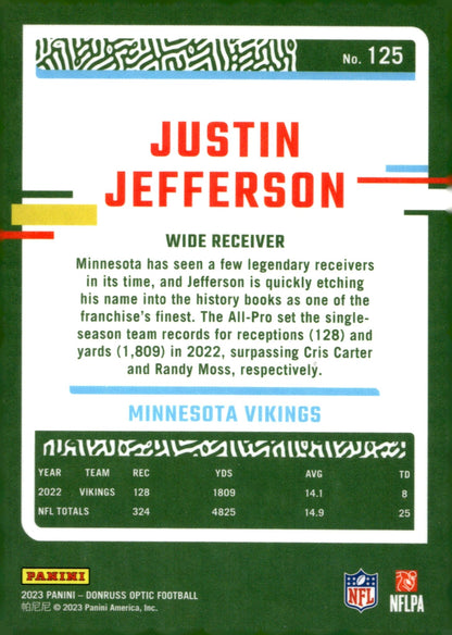 Justin Jefferson 2023 Panini Donruss Optic #125 - Collector Store LLC
