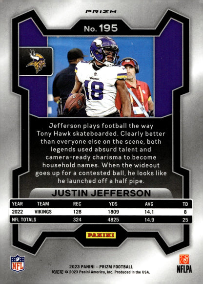 Justin Jefferson 2023 Panini Prizm Red White & Blue Prizm #195 #1 - Collector Store LLC