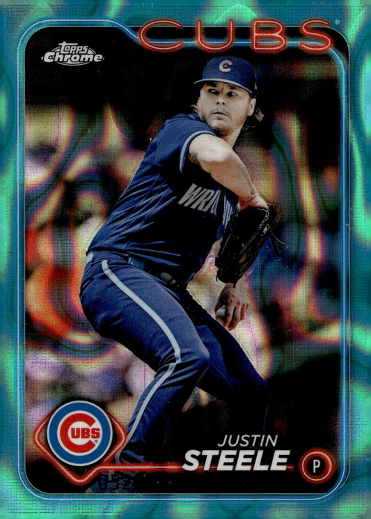 Justin Steele 2024 Topps Chrome Aqua Lava Refractor #258 - Collector Store LLC