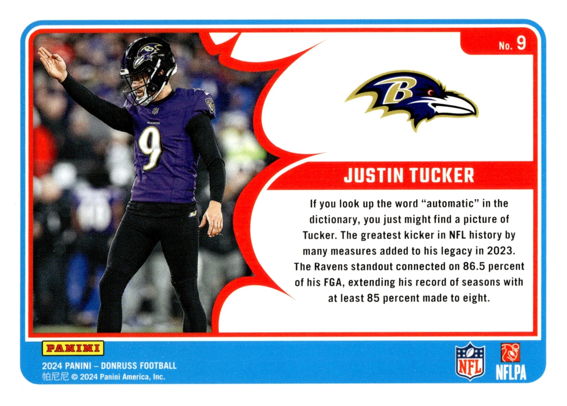 Justin Tucker 2024 Panini Donruss Action All Pros #9 - Collector Store LLC