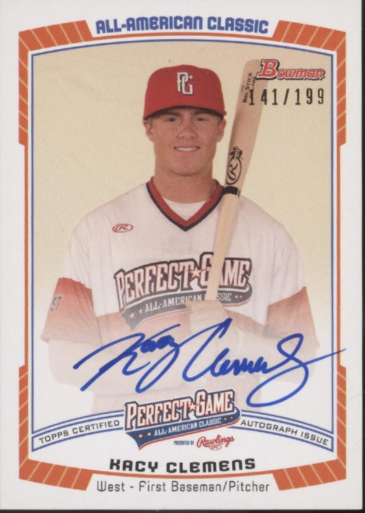 Kacy Clemens 2012 Bowman Perfect Game All American Classic Auto PG - KC - Collector Store LLC