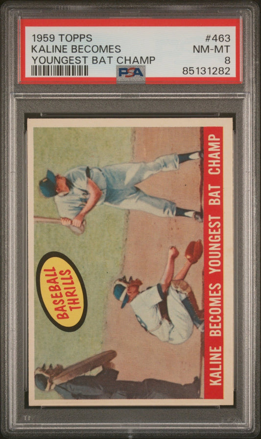 Kaline Becomes Youngest Bat Champ 1959 Topps Al Kaline #463 PSA 8 - Collector Store LLC