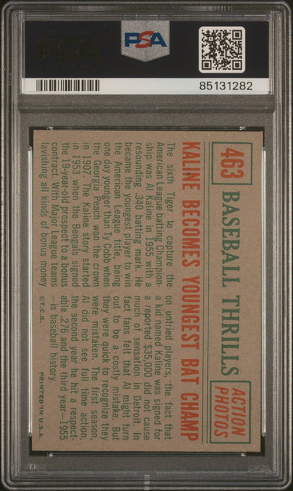 Kaline Becomes Youngest Bat Champ 1959 Topps Al Kaline #463 PSA 8 - Collector Store LLC