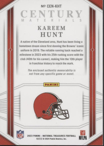 Kareem Hunt 2023 Panini National Treasures Century Swatch 01/25 #CEN - KHT - Collector Store LLC