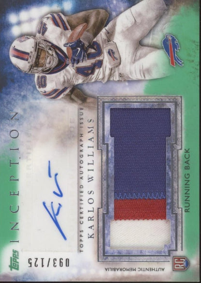 Karlos Williams 2015 Topps Inception Green Swatch RC Auto 093/125 #AJP - KWI - Collector Store LLC