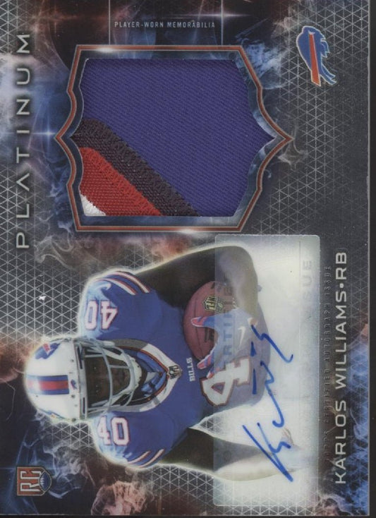 Karlos Williams 2015 Topps Platinum Refractor Swatch RC Auto #ARP - KWM - Collector Store LLC