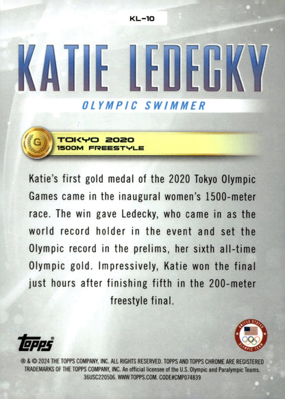 Katie Ledecky 2024 Chrome US Olympic & Paralympic Hopefuls Refractor #KL - 10 - Collector Store LLC