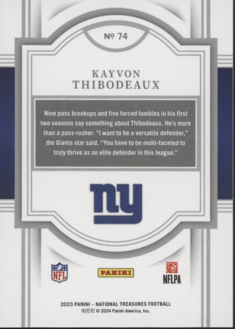 Kayvon Thibodeaux 2023 Panini National Treasures 11/35 #74 - Collector Store LLC