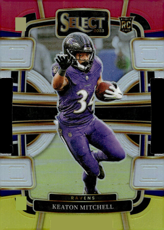 Keaton Mitchell 2023 Panini Select Die - Cut Tri Color Prizm RC #10 - Collector Store LLC
