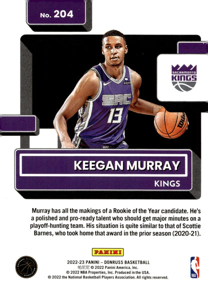 Keegan Murray 2022 - 23 Panini Donruss Rated Rookie Green Laser RC #204 - Collector Store LLC