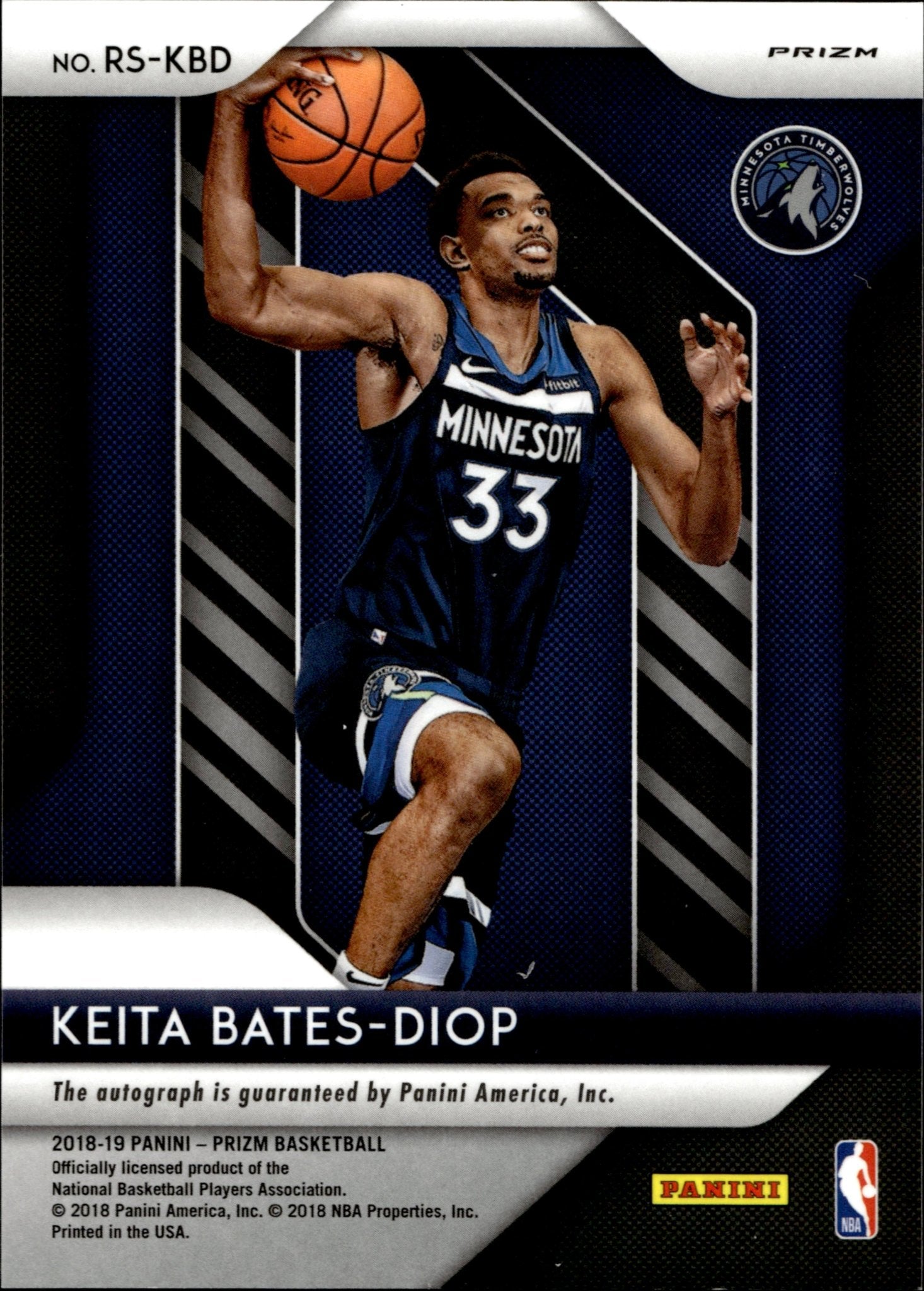 Keita Bates - Diop 2018 - 19 Panini Prizm Silver Prizm Auto #RS - KBD - Collector Store LLC