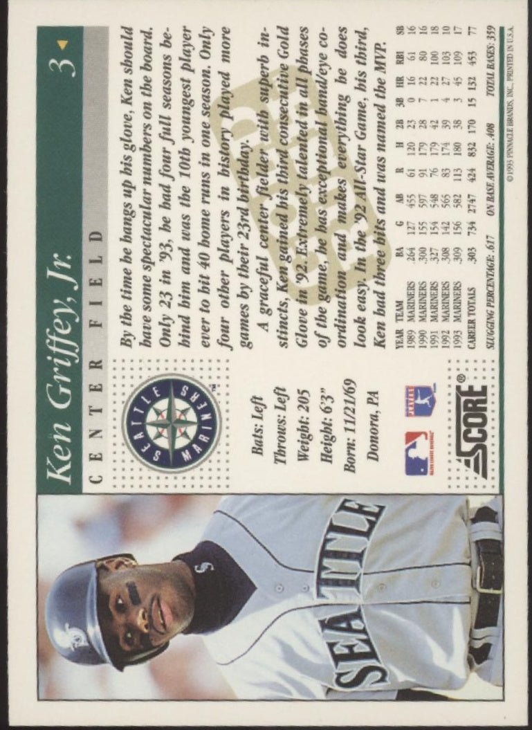 Ken Griffey Jr. 1993 Pinnacle Score Gold Rush #3 - Collector Store LLC