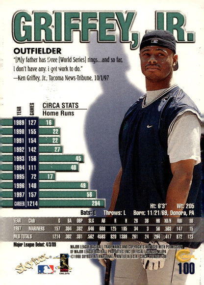 Ken Griffey Jr. 1998 Skybox Thunder #100 #1 - Collector Store LLC