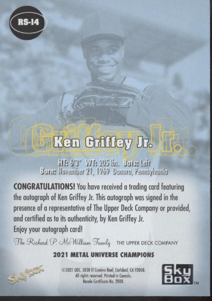 Ken Griffey Jr. 2021 Skybox Metal Universe Champions Premium Auto #RS - 14 - Collector Store LLC