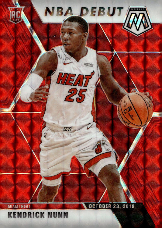 Kendrick Nunn 2019 - 20 Panini Mosaic NBA Debut Red Prizm RC #268 - Collector Store LLC