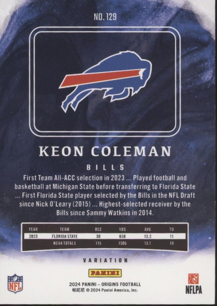 Keon Coleman 2024 Panini Origins RC #129 - Collector Store LLC