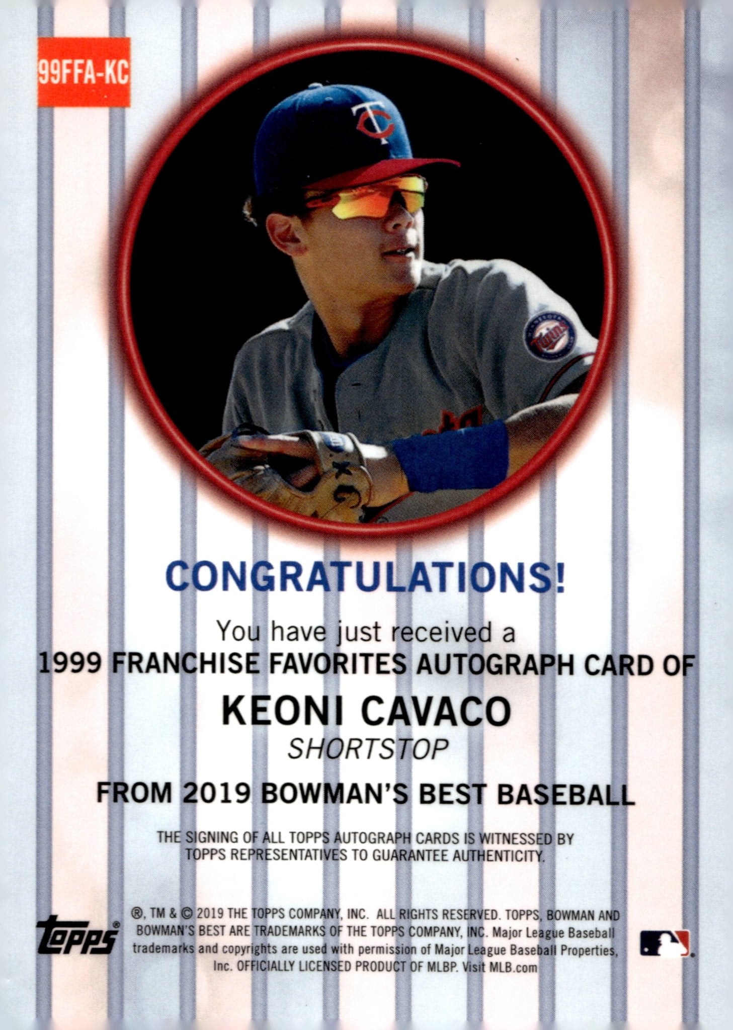 Keoni Cavaco 2019 Bowman's Best Franchise Favorites Auto 096/150 #99FFA - KC - Collector Store LLC