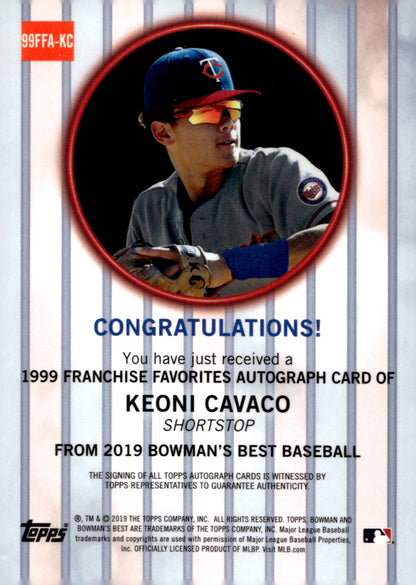 Keoni Cavaco 2019 Bowman's Best Franchise Favorites Auto 096/150 #99FFA - KC - Collector Store LLC