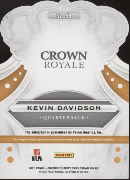 Kevin Davidson 2020 Panini Chronicles Draft Picks Crown Royale Die - Cut Auto /99 - Collector Store LLC