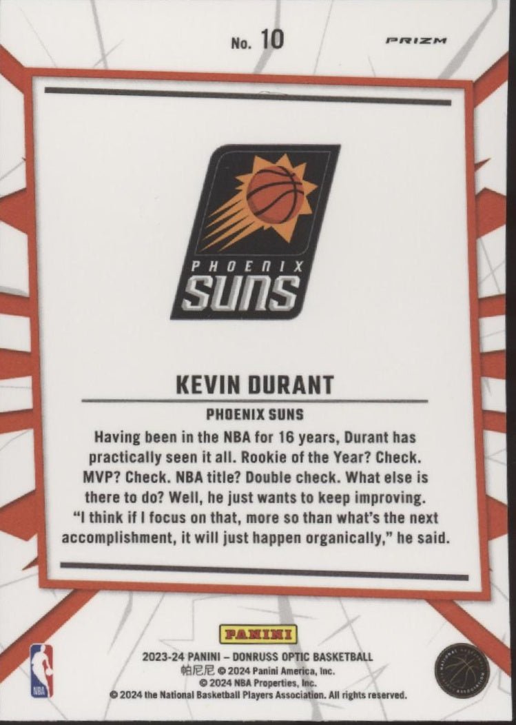 Kevin Durant 2023 - 24 Panini Donruss Optic My House Purple Prizm #10 - Collector Store LLC