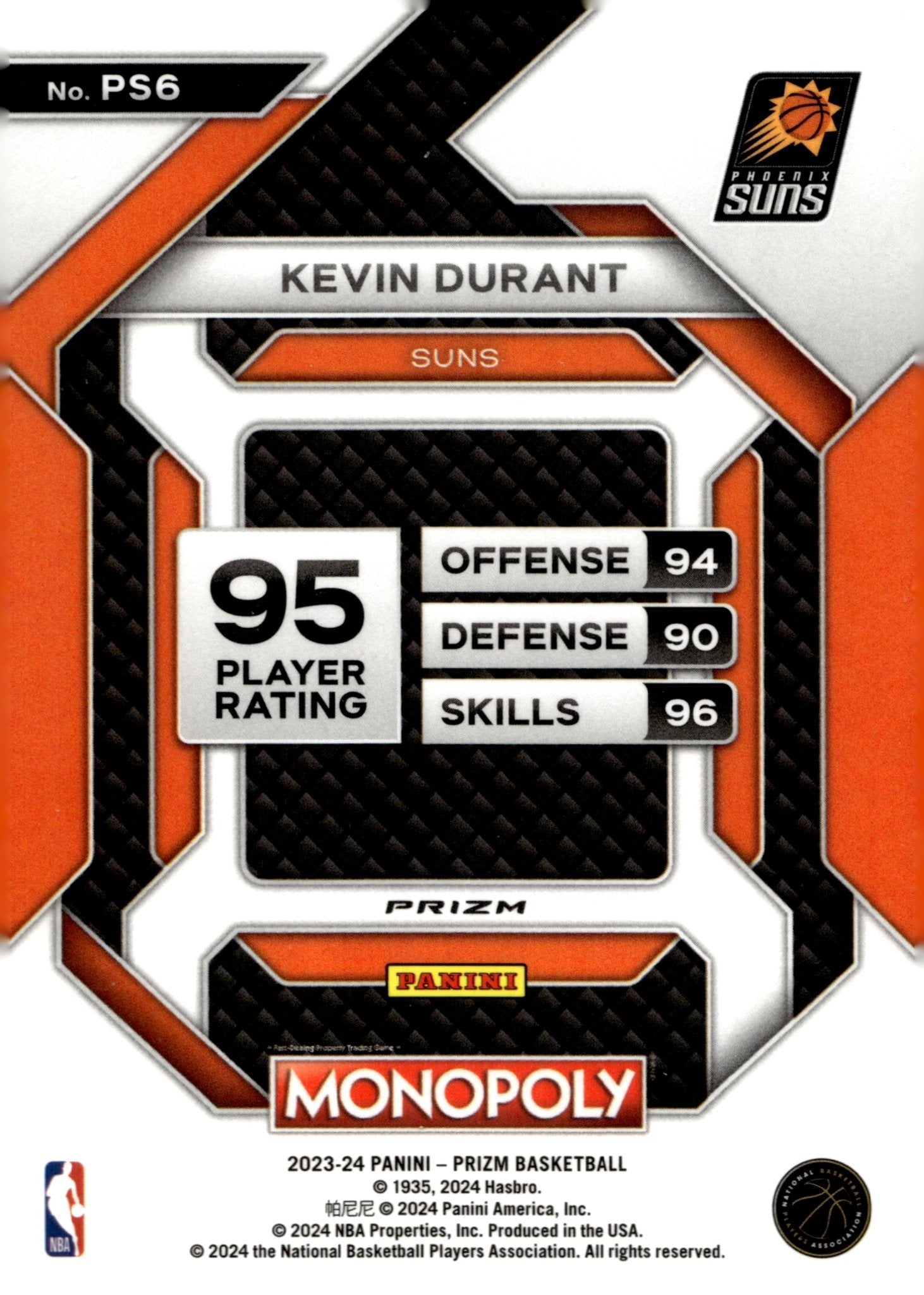 Kevin Durant 2023 - 24 Panini Prizm Monopoly Purple Wave Prizm #PS6 - Collector Store LLC