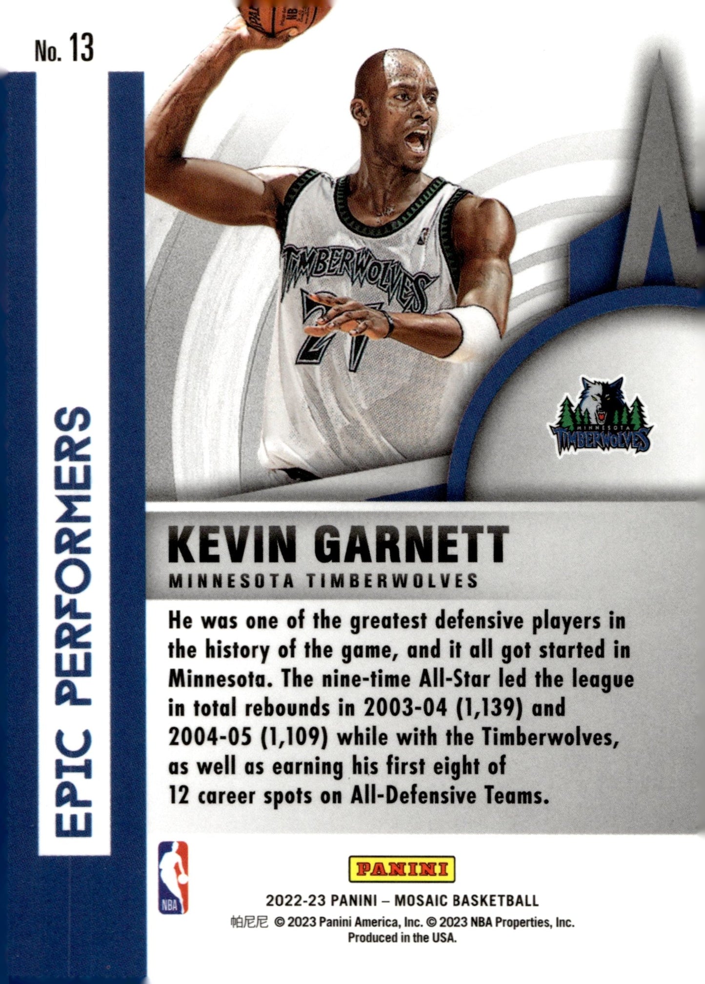 Kevin Garnett 2022 - 23 Panini Mosaic Epic Performers #13 - Collector Store LLC