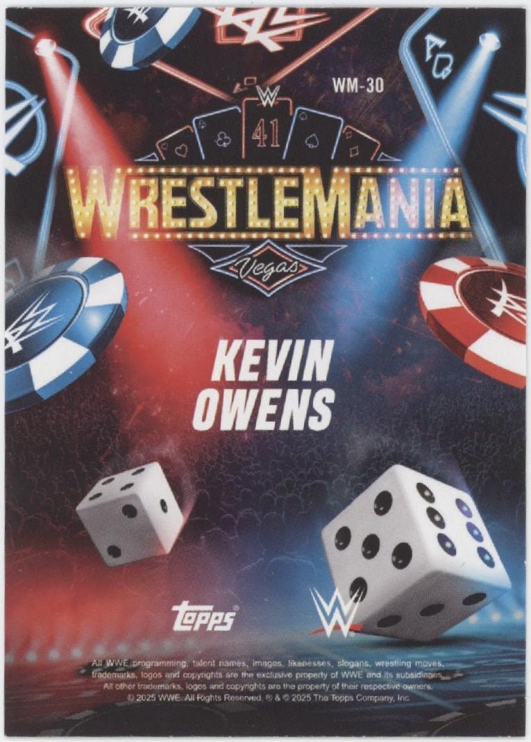 Kevin Owens 2025 Topps Wrestlemania WM - 30 - Collector Store LLC