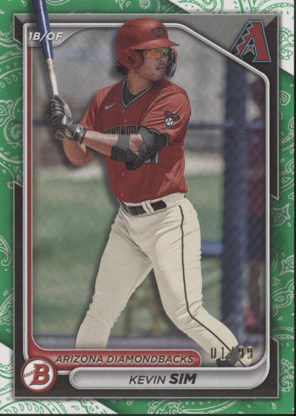 Kevin Sim 2024 Bowman Green Bandana 01/99 #BP - 34 - Collector Store LLC