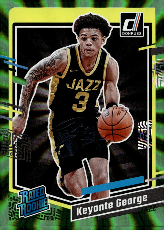 Keyonte George 2023 - 24 Panini Donruss Rated Rookie Green Laser RC #244 - Collector Store LLC