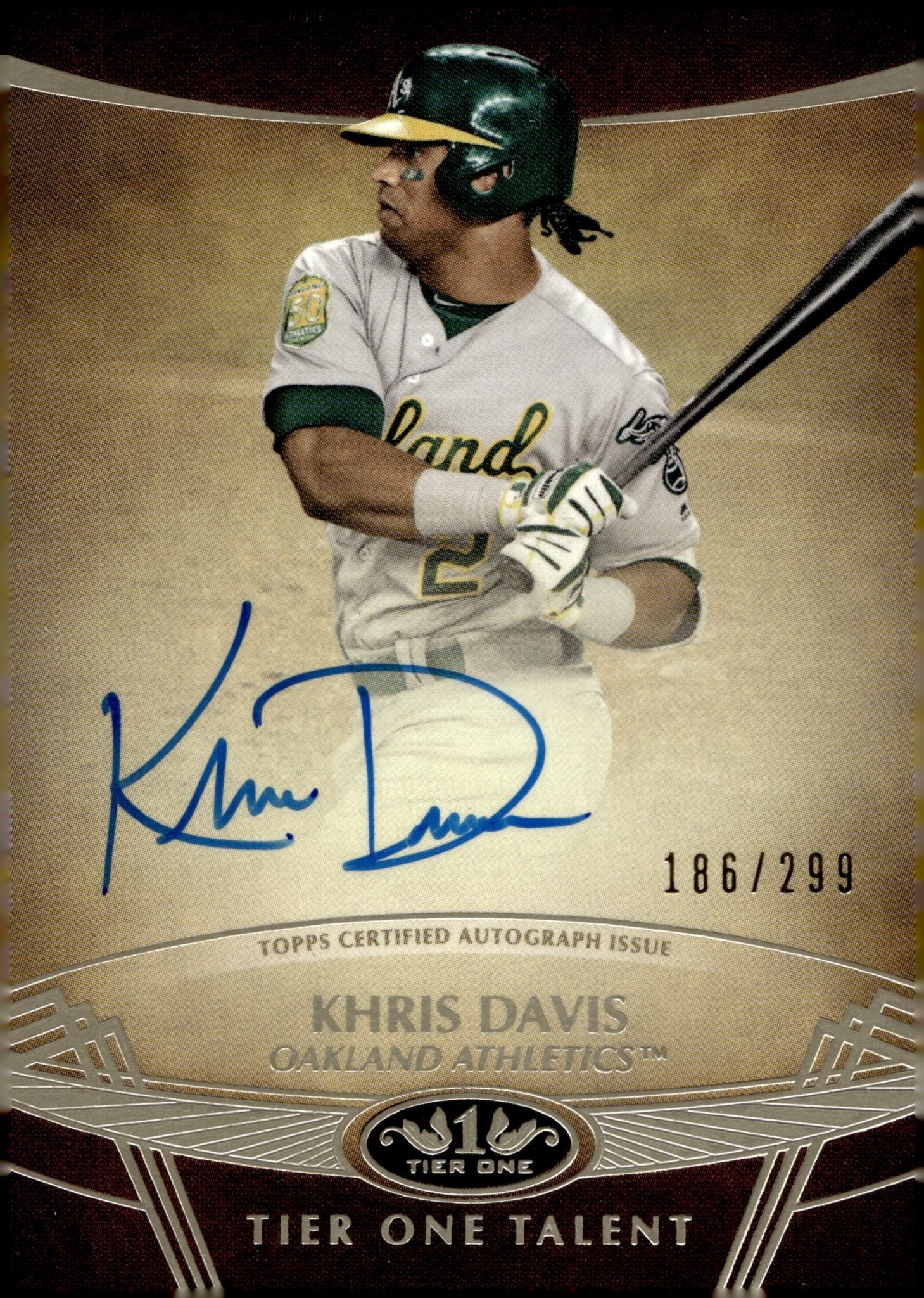 Khris Davis 2019 Topps Tier One Auto 186/299 #TTA - KDA - Collector Store LLC