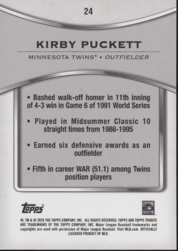 Kirby Puckett 2025 Topps Tribute 24 - Collector Store LLC
