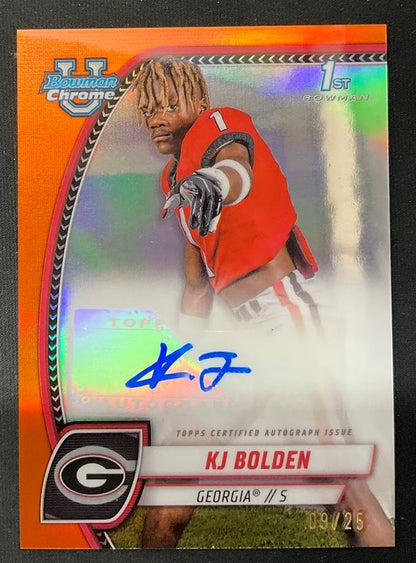 KJ Bolden 2024 Bowman Chrome University Orange Refractor Auto #PA - KBO - Collector Store LLC